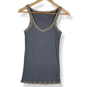 American Eagle Lace Trim Ribbed Tank Top Womens Size Medium Y2K Vampire Diaries